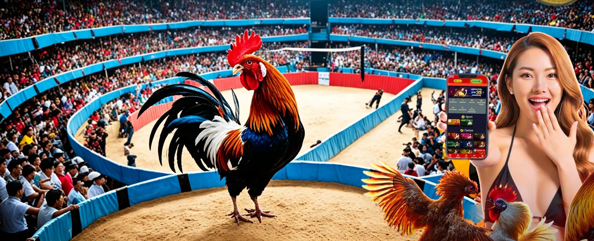 A dynamic image of a sports stadium with betting elements, representing sports betting on ph33 Philippines